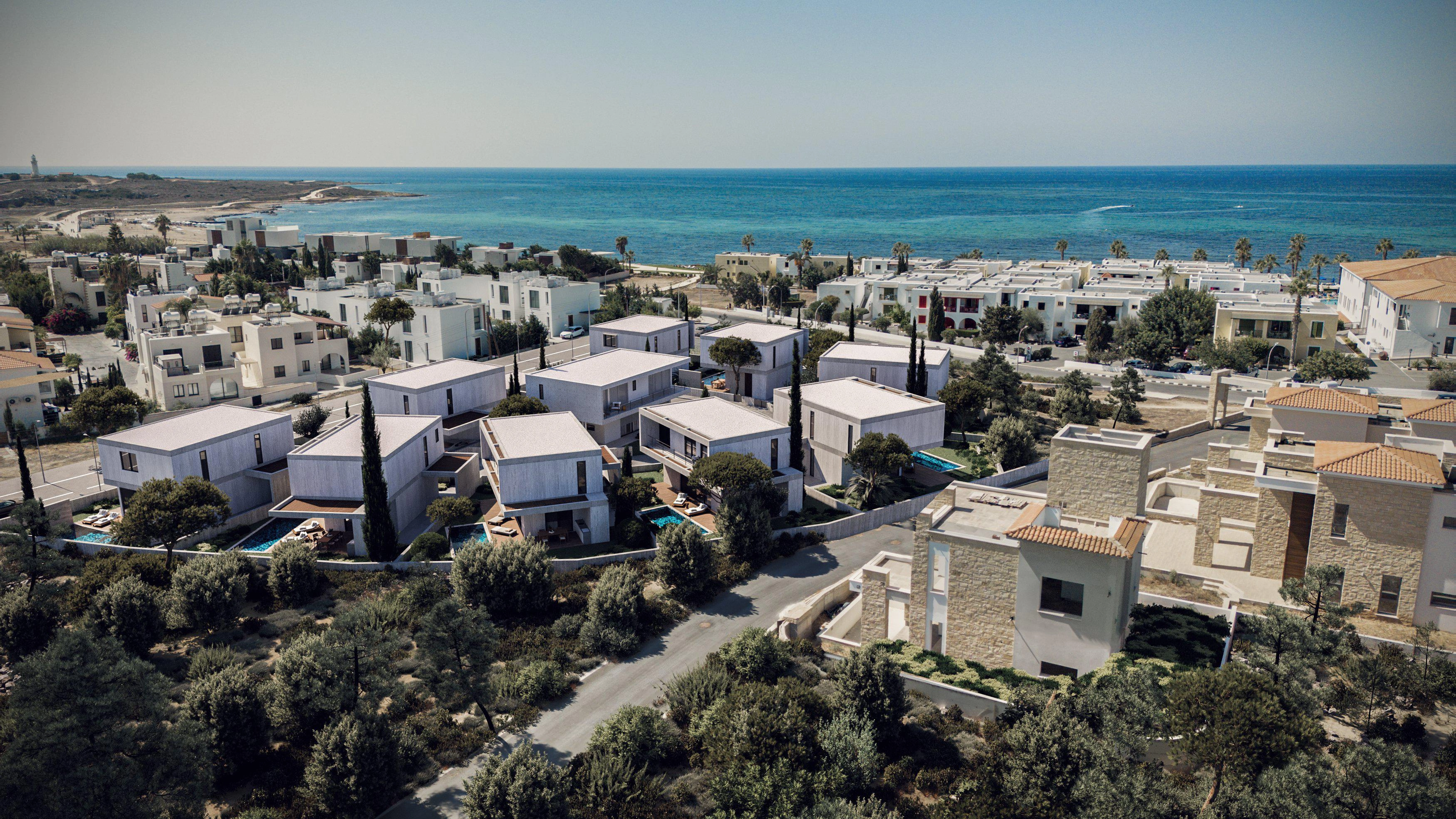 キプロス・パフォスのモダンな住宅複合施設内のヴィラ