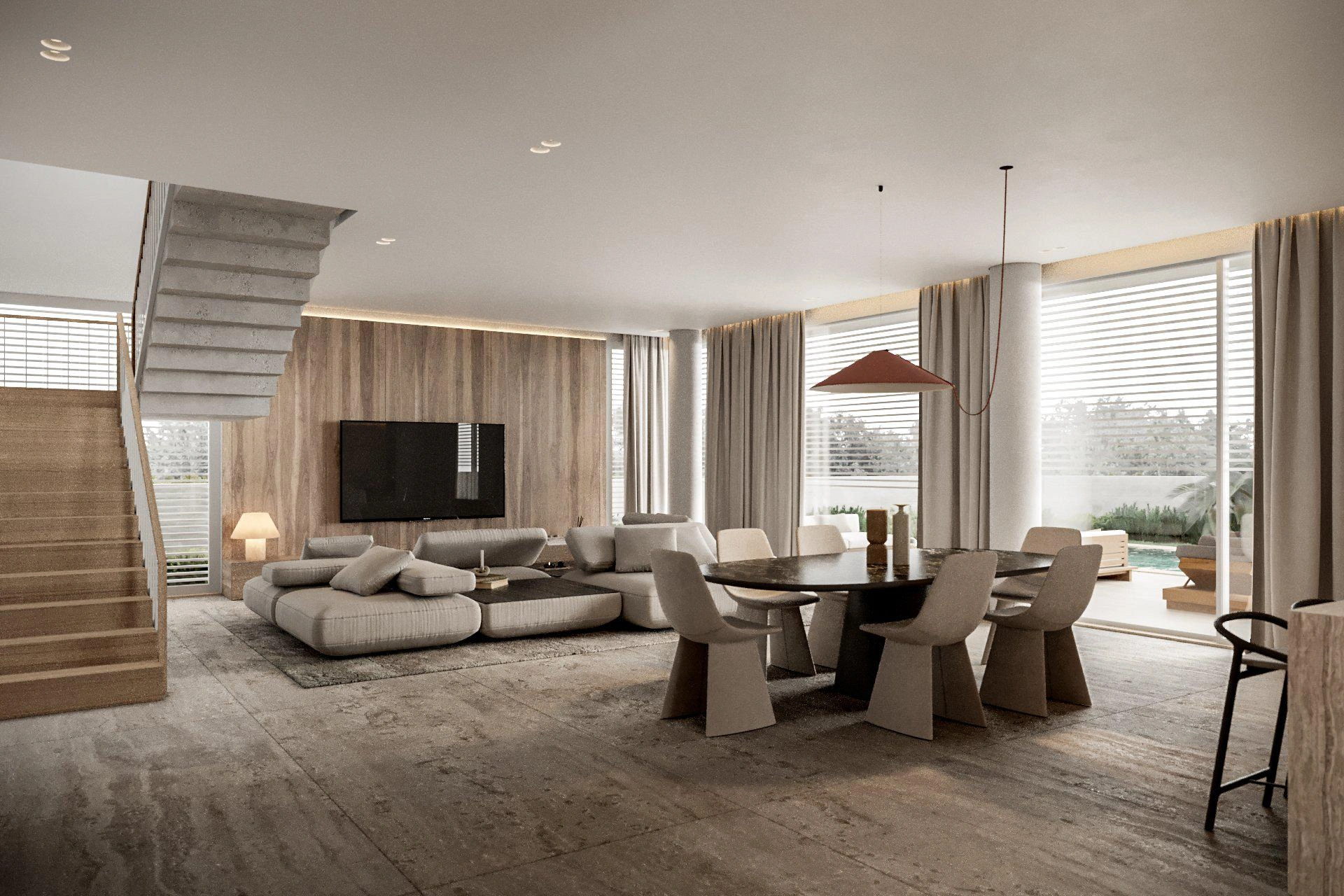 キプロス・パフォスのモダンな住宅複合施設内のヴィラ