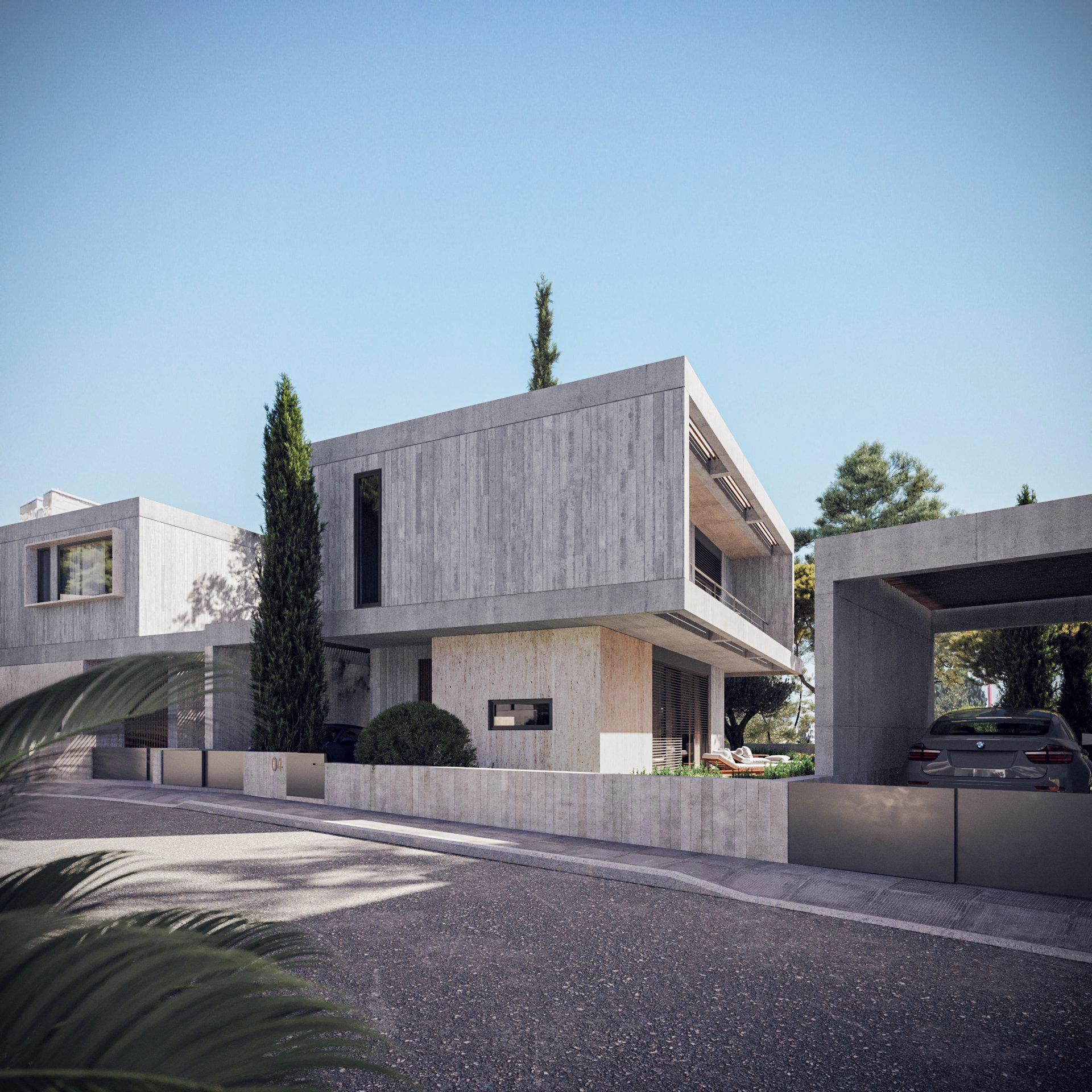 キプロス・パフォスのモダンな住宅複合施設内のヴィラ