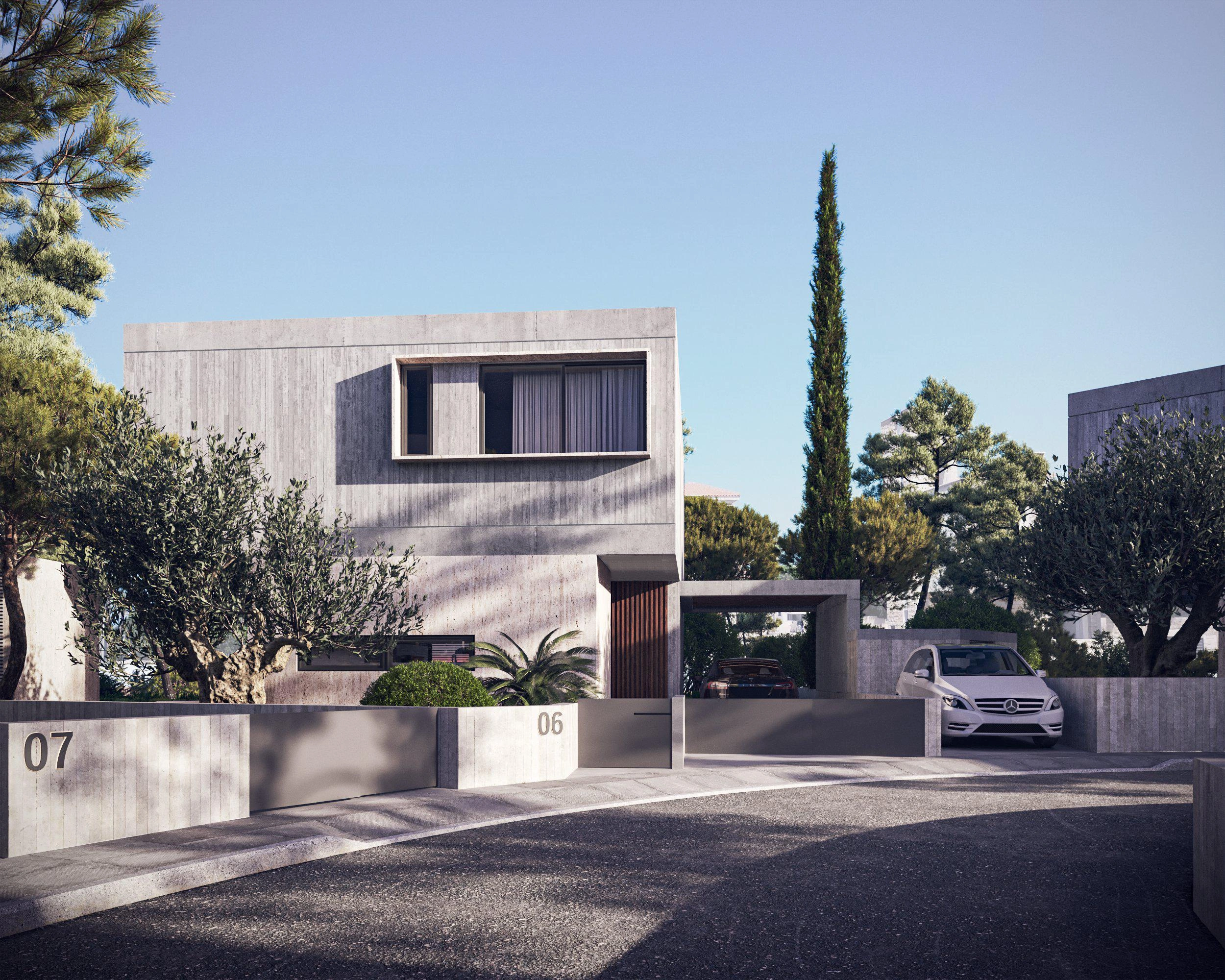 キプロス・パフォスのモダンな住宅複合施設内のヴィラ