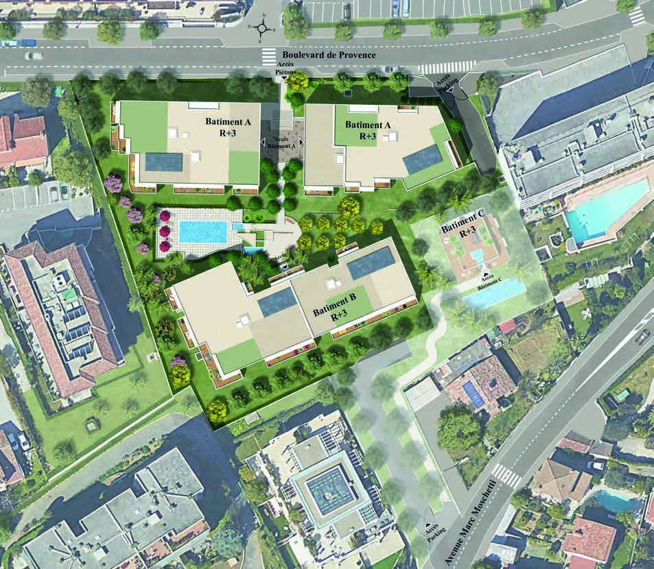 位于法国普罗旺斯-阿尔卑斯-蓝色海岸的现代住宅小区公寓