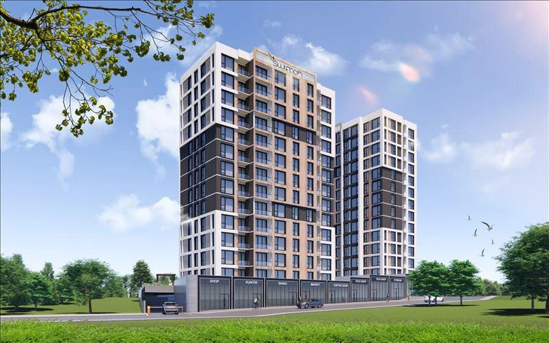 Apartments in a modern residential complex in Istanbul, Turkey