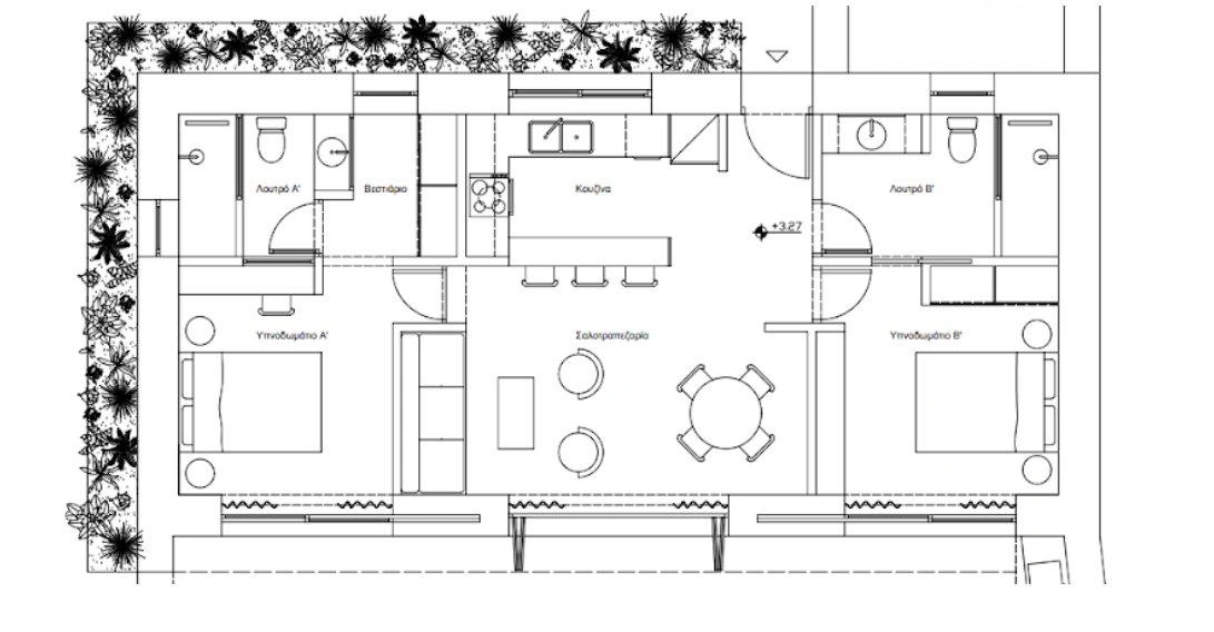 Houses in a modern residential complex in Loutraki, Crete, Greece