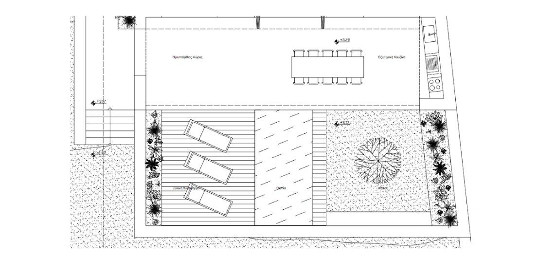 Houses in a modern residential complex in Loutraki, Crete, Greece