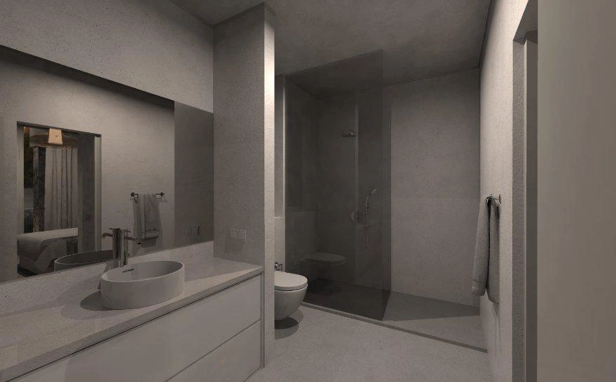 Houses in a modern residential complex in Loutraki, Crete, Greece