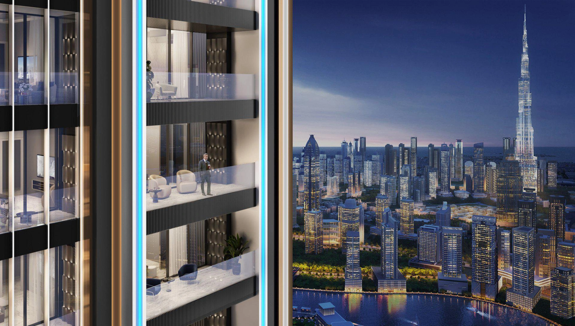 阿联酋迪拜 Business Bay 住宅综合体的顶层公寓