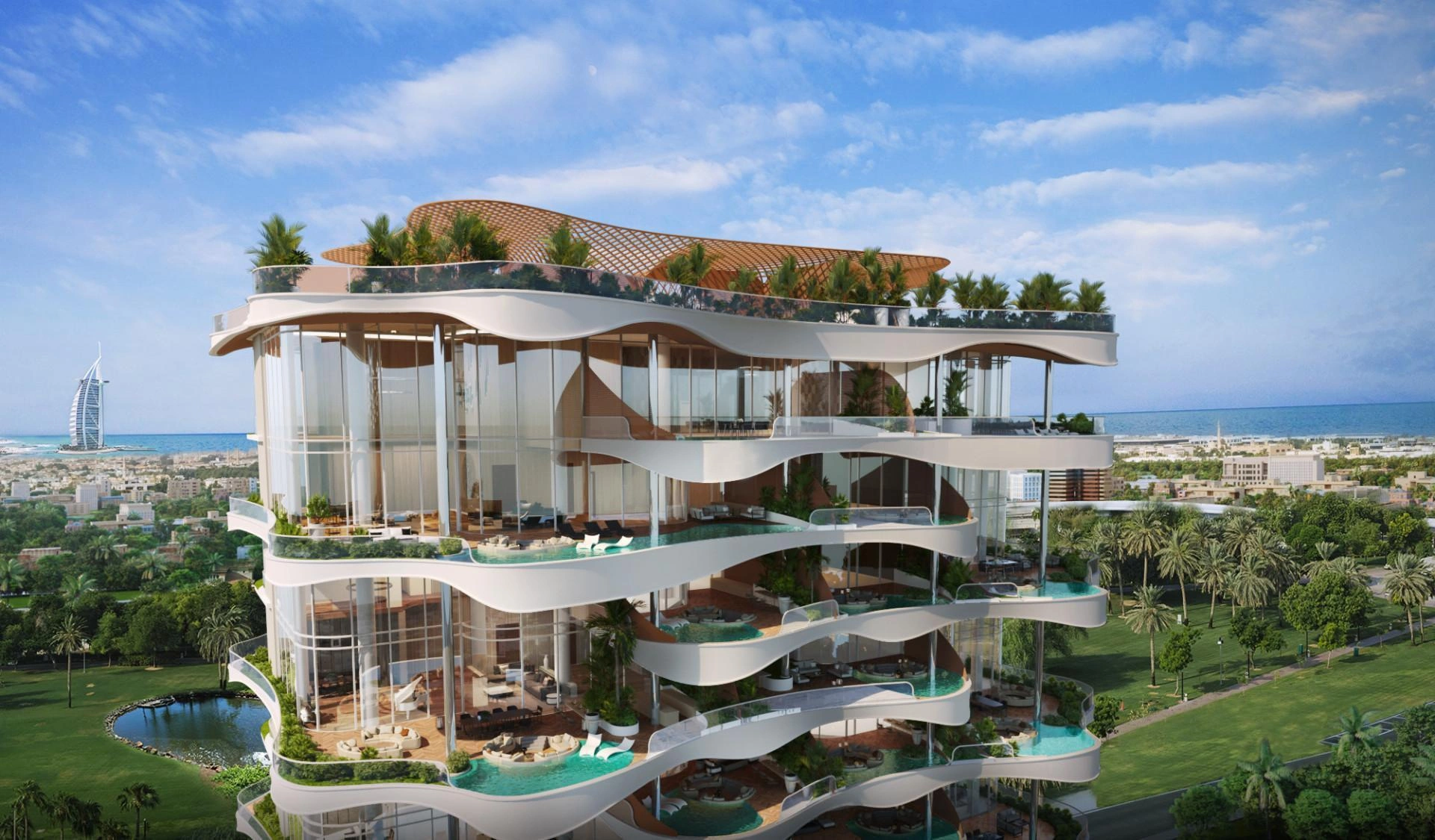 位于阿联酋迪拜现代住宅综合体内的公寓