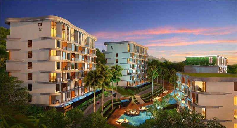 Apartments in a residential complex near Rawai Beach in Phuket, Thailand