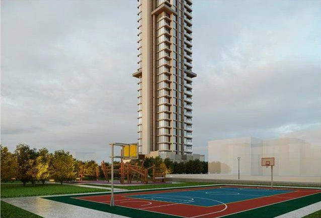 Apartments in a residence with swimming pools and a park in Istanbul, Turkey