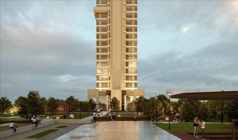 Apartments in a residence with swimming pools and a park in Istanbul, Turkey