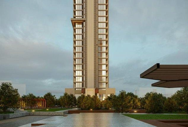 Apartments in a residence with swimming pools and a park in Istanbul, Turkey