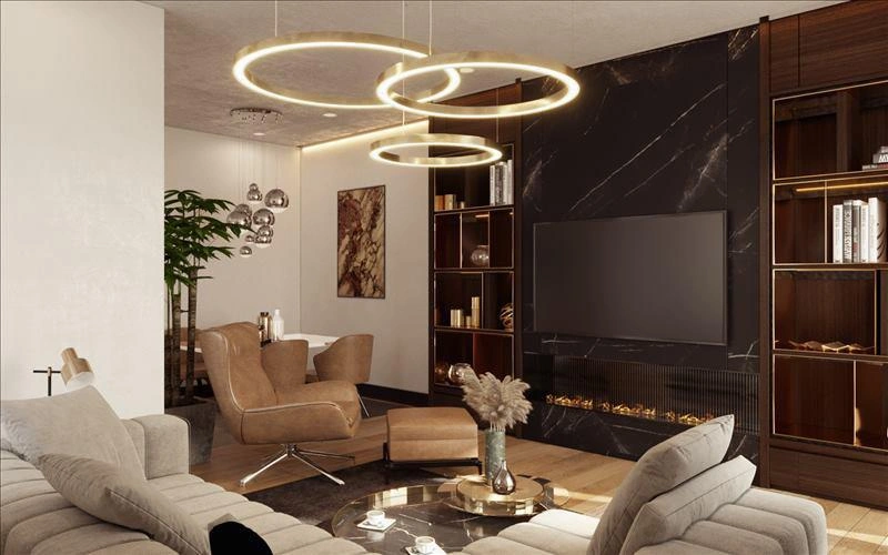 Apartments in a residence with swimming pools and a park in Istanbul, Turkey