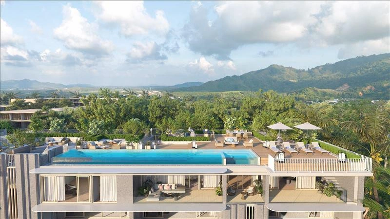 بنتهاوسات على الواجهة البحرية في بانغ تاو، بوكيت، تايلاند