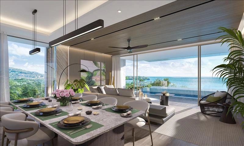 بنتهاوسات على الواجهة البحرية في بانغ تاو، بوكيت، تايلاند