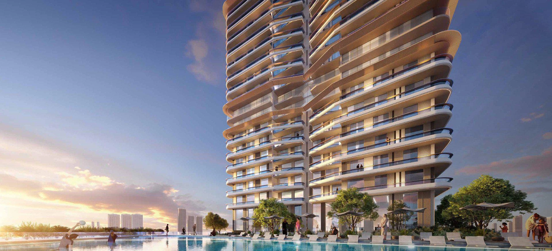 阿拉伯联合酋长国迪拜 Jumeirah Village Circle (JVC) 的现代住宅综合体中的公寓