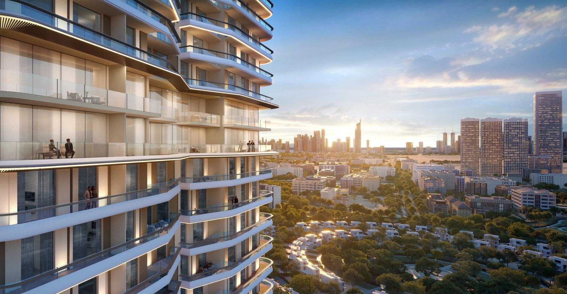 阿拉伯联合酋长国迪拜 Jumeirah Village Circle (JVC) 的现代住宅综合体中的公寓