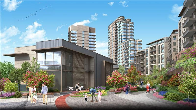 Apartments in a residence with a swimming pool and green areas in Istanbul, Turkey