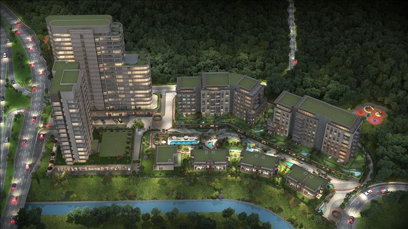 Apartments in a residence with a swimming pool and green areas in Istanbul, Turkey