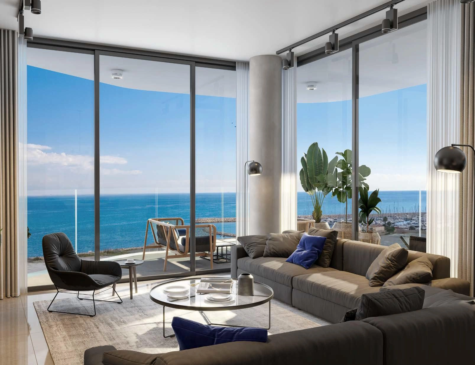 लारनाका, साइप्रस में समुद्र तट के पास स्थित आवासीय परिसर के अपार्टमेंट