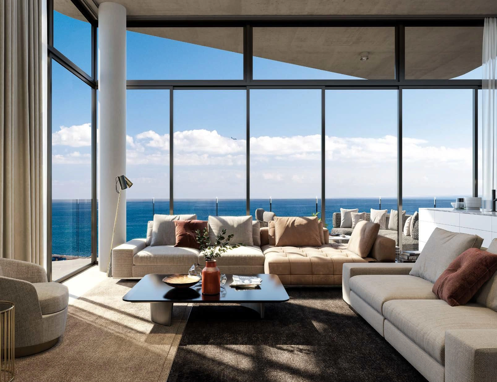 लारनाका, साइप्रस में समुद्र तट के पास स्थित आवासीय परिसर के अपार्टमेंट