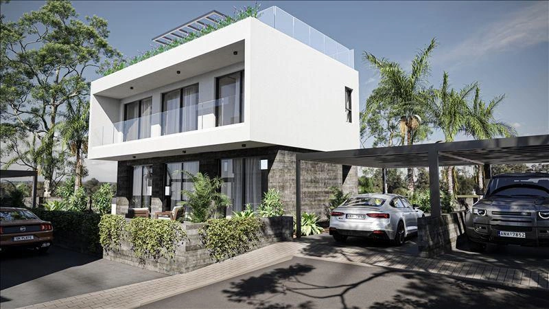 塞浦路斯帕福斯现代住宅小区内的别墅