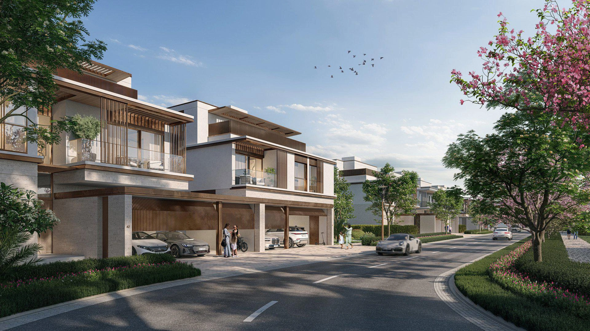 Birleşik Arap Emirlikleri, Dubai, Nad Al Sheba'da modern bir konut kompleksinde villalar