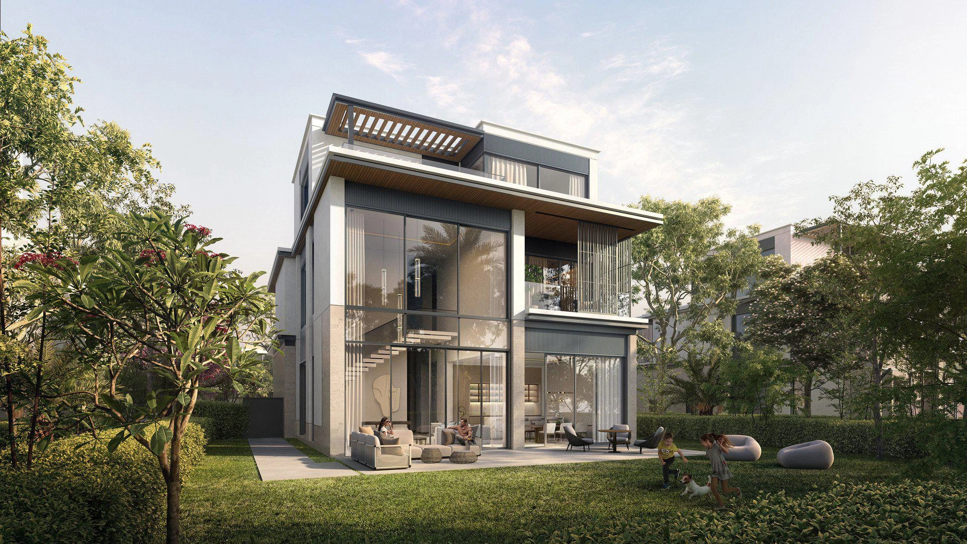 Birleşik Arap Emirlikleri, Dubai, Nad Al Sheba'da modern bir konut kompleksinde villalar