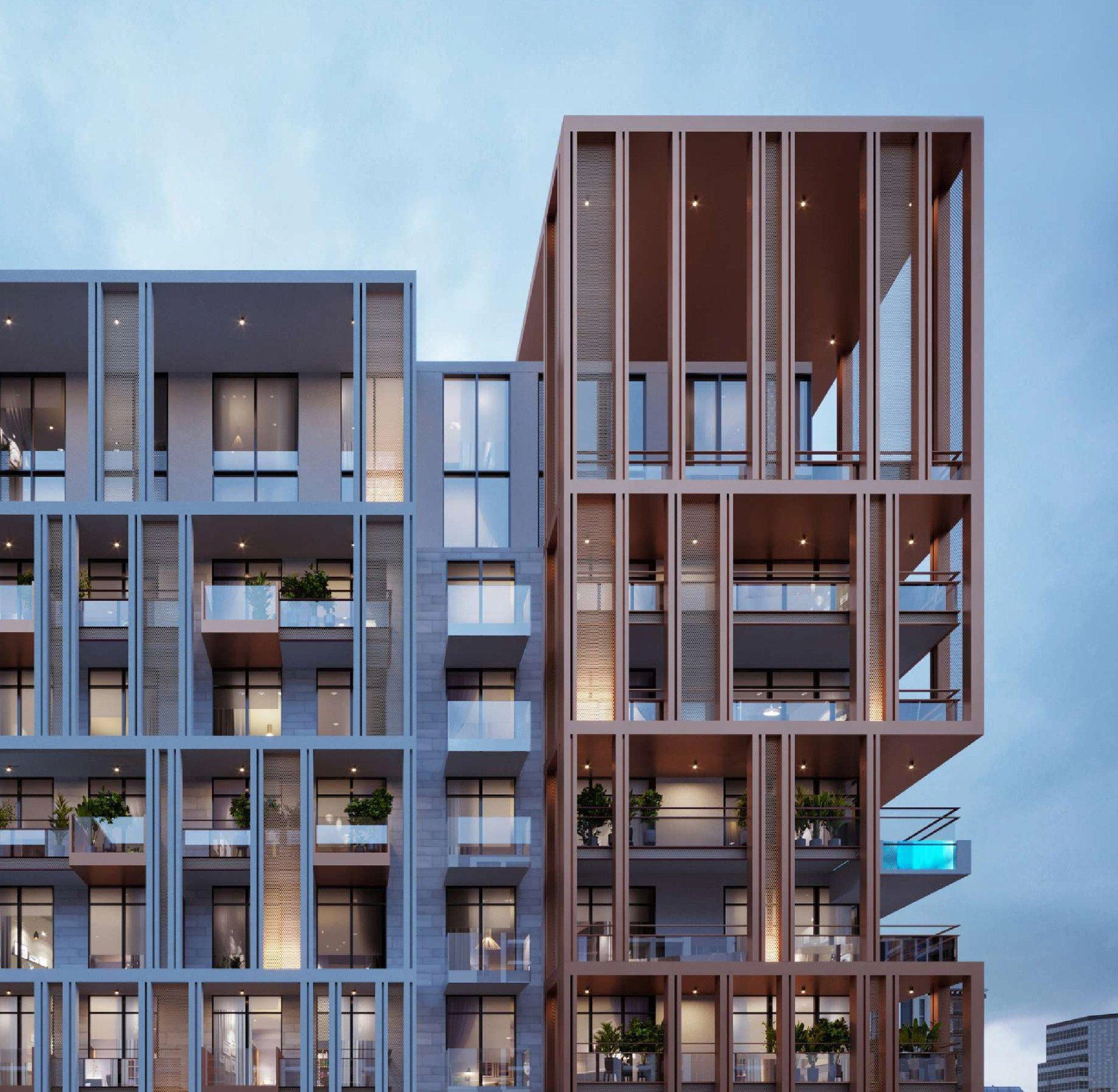 位于阿联酋迪拜现代住宅综合体的公寓