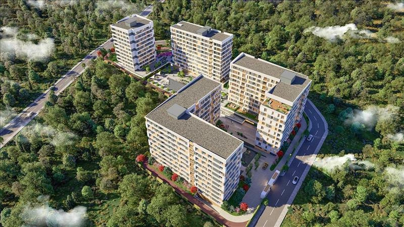 Apartments in a residential complex near M3 metro station in Istanbul, Turkey