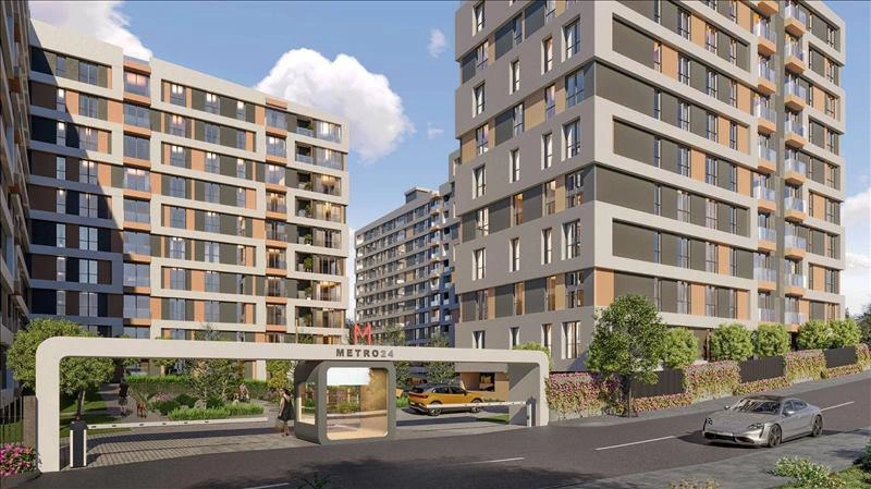 Apartments in a residential complex near M3 metro station in Istanbul, Turkey