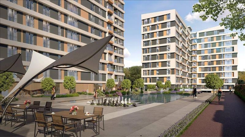 Apartments in a residential complex near M3 metro station in Istanbul, Turkey