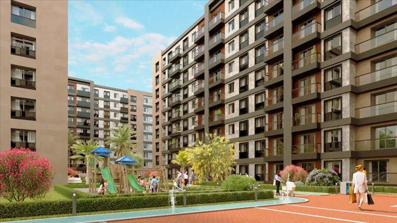 터키 이스탄불의 현대적인 주거 단지 내 아파트