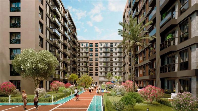 터키 이스탄불의 현대적인 주거 단지 내 아파트