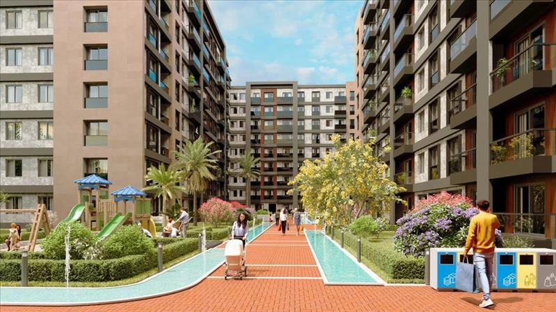 터키 이스탄불의 현대적인 주거 단지 내 아파트