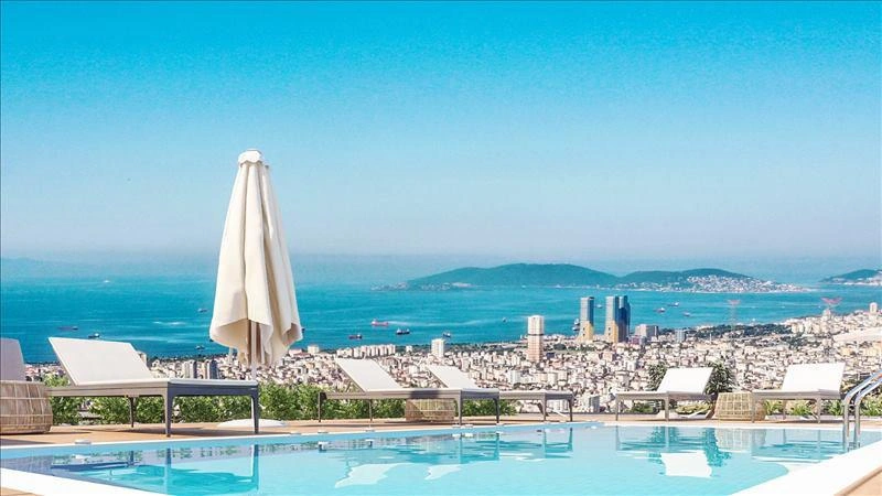 Pendik, İstanbul, Türkiye'de modern bir konut kompleksinde daireler