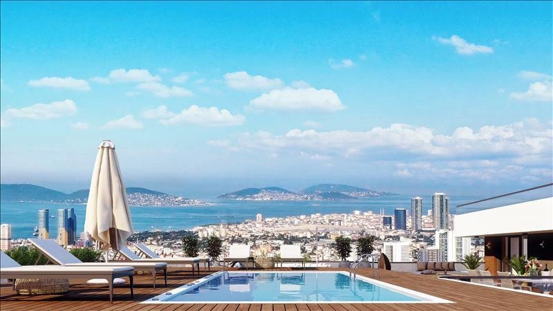 Pendik, İstanbul, Türkiye'de modern bir konut kompleksinde daireler