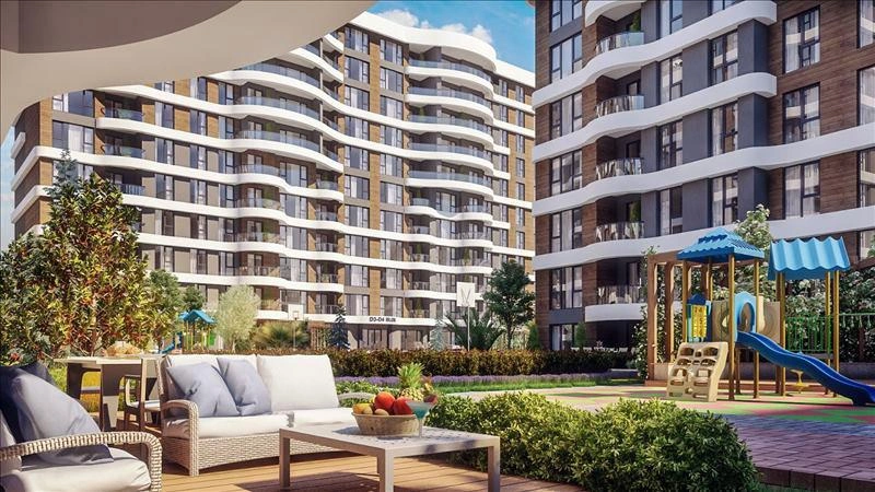 Pendik, İstanbul, Türkiye'de modern bir konut kompleksinde daireler