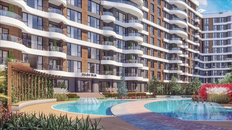 Pendik, İstanbul, Türkiye'de modern bir konut kompleksinde daireler