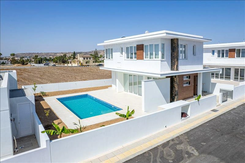 Houses in a residential complex near the beach in Larnaca, Cyprus