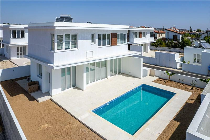 Houses in a residential complex near the beach in Larnaca, Cyprus
