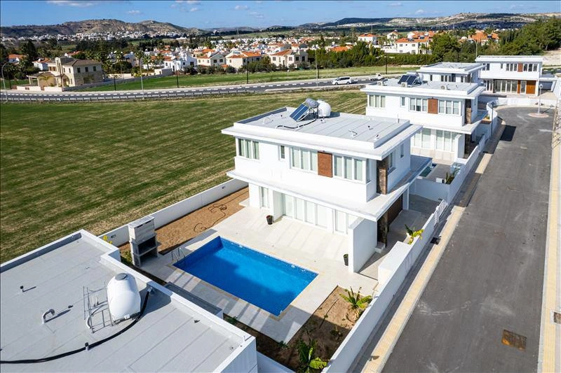 Houses in a residential complex near the beach in Larnaca, Cyprus