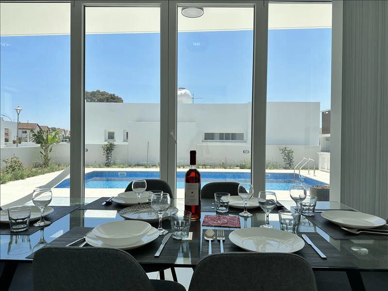 Houses in a residential complex near the beach in Larnaca, Cyprus
