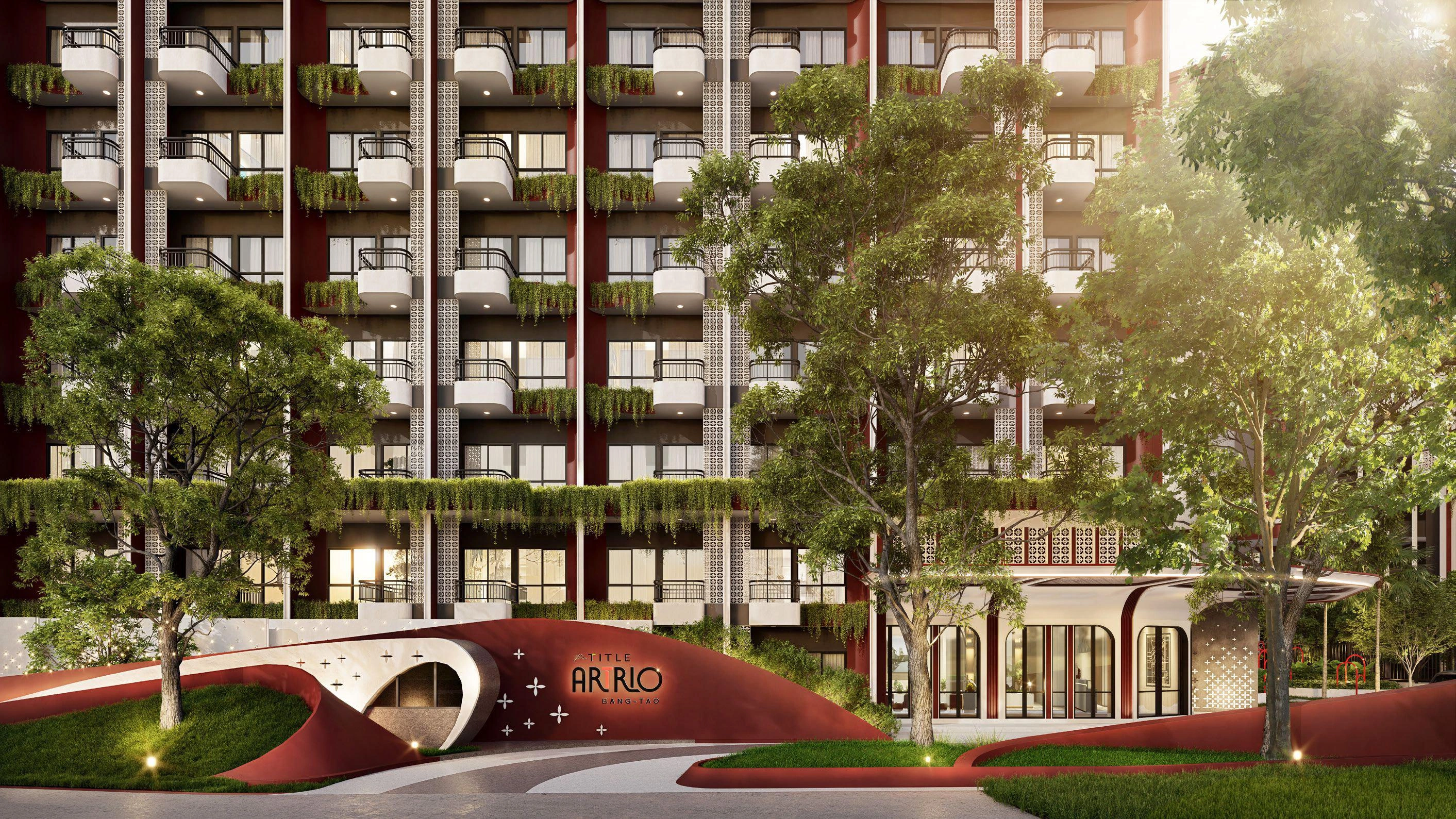 फुकेत, थाईलैंड के बैंग ताओ बीच के पास आधुनिक आवासीय परिसर के अपार्टमेंट