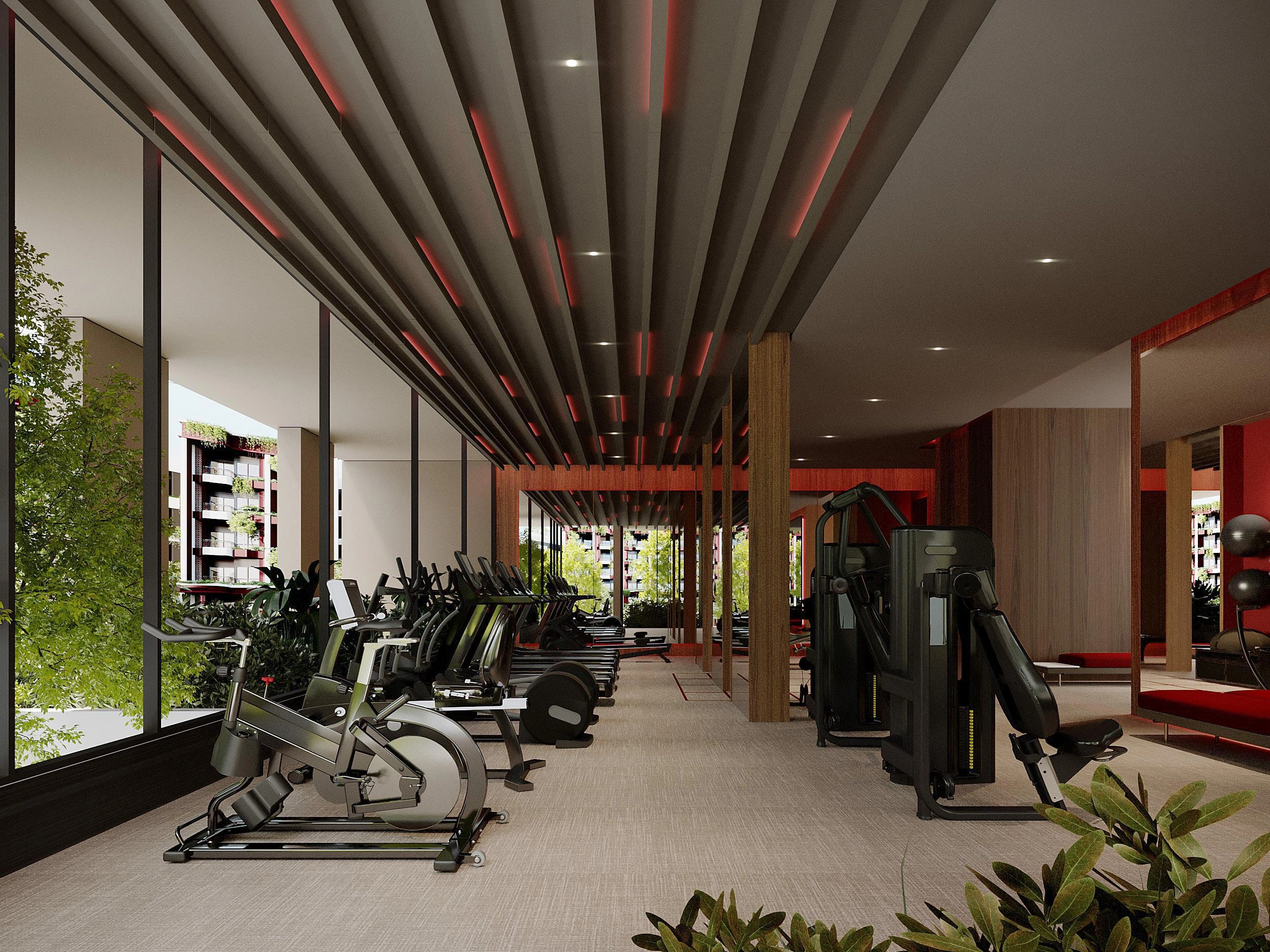 फुकेत, थाईलैंड के बैंग ताओ बीच के पास आधुनिक आवासीय परिसर के अपार्टमेंट