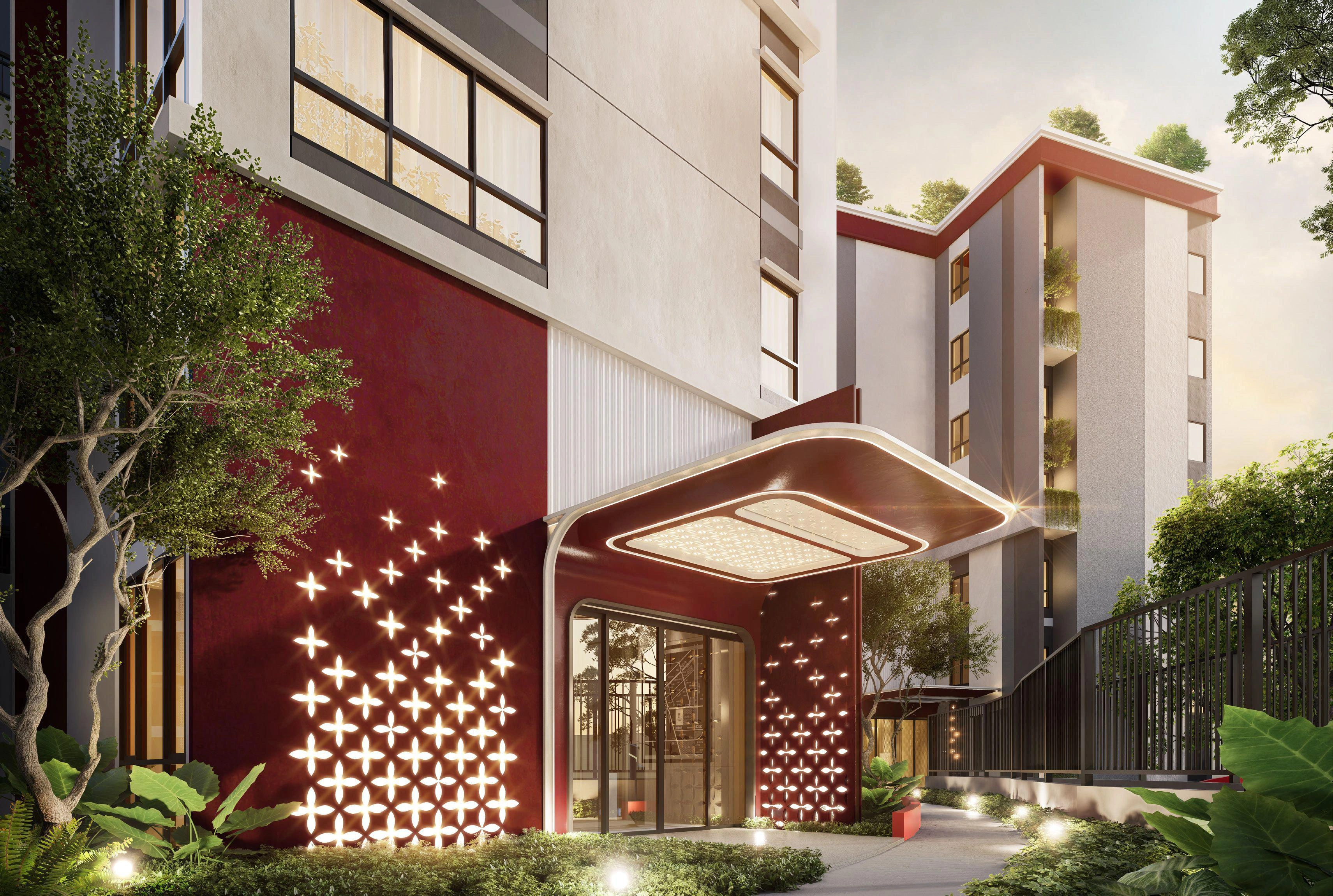 फुकेत, थाईलैंड के बैंग ताओ बीच के पास आधुनिक आवासीय परिसर के अपार्टमेंट