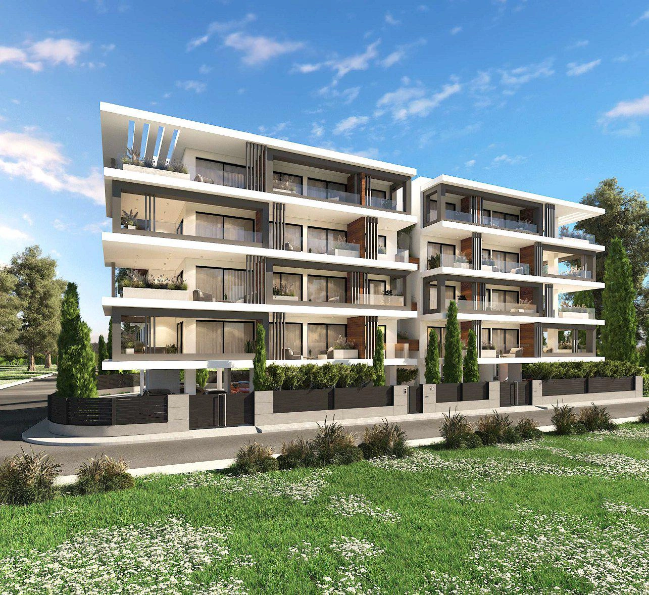 位于塞浦路斯帕福斯的现代住宅小区公寓