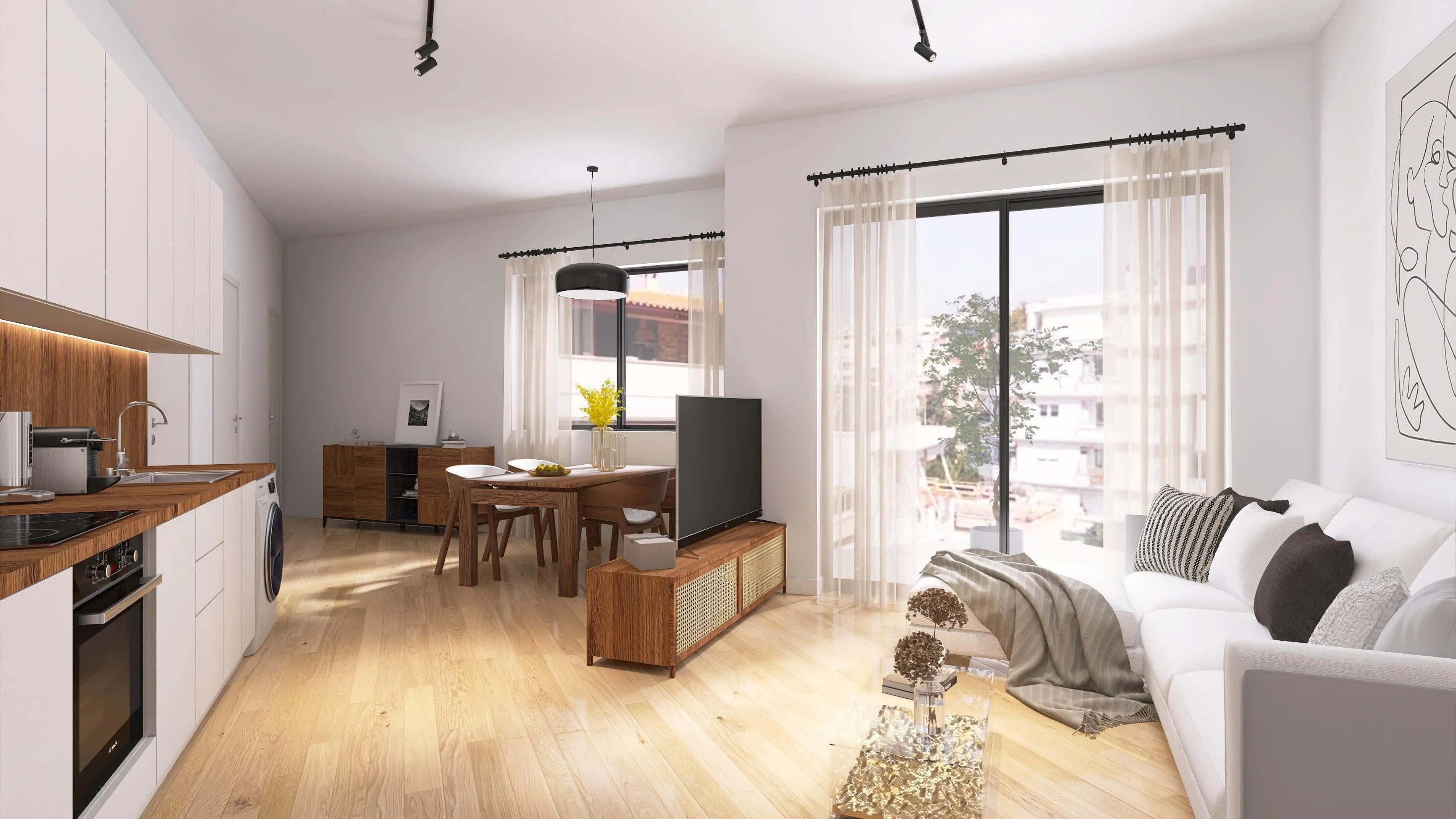 अटिका, ग्रीस में एक आधुनिक आवासीय परिसर के अपार्टमेंट