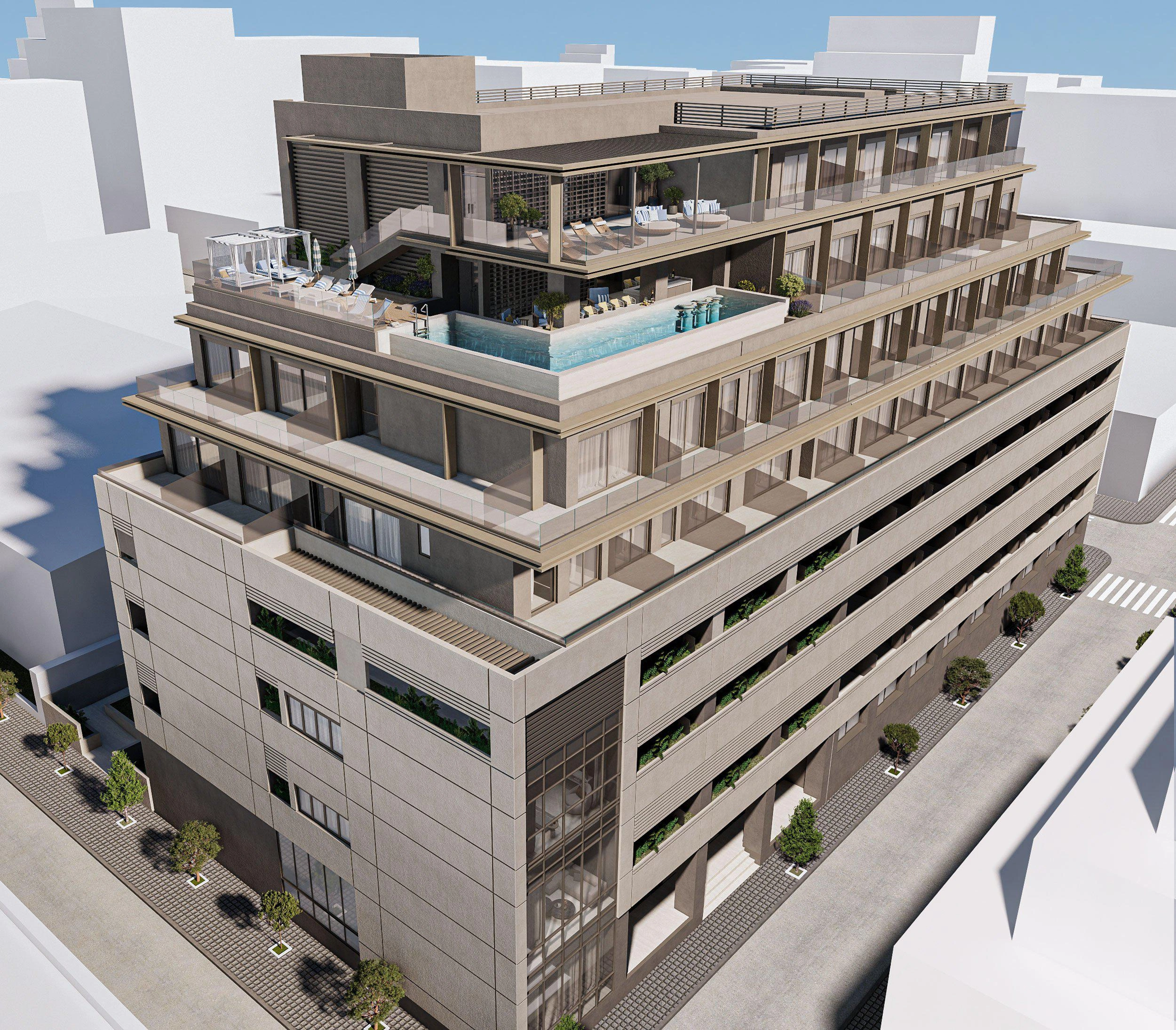 अट्टिका, ग्रीस में एक आधुनिक आवासीय परिसर के अपार्टमेंट