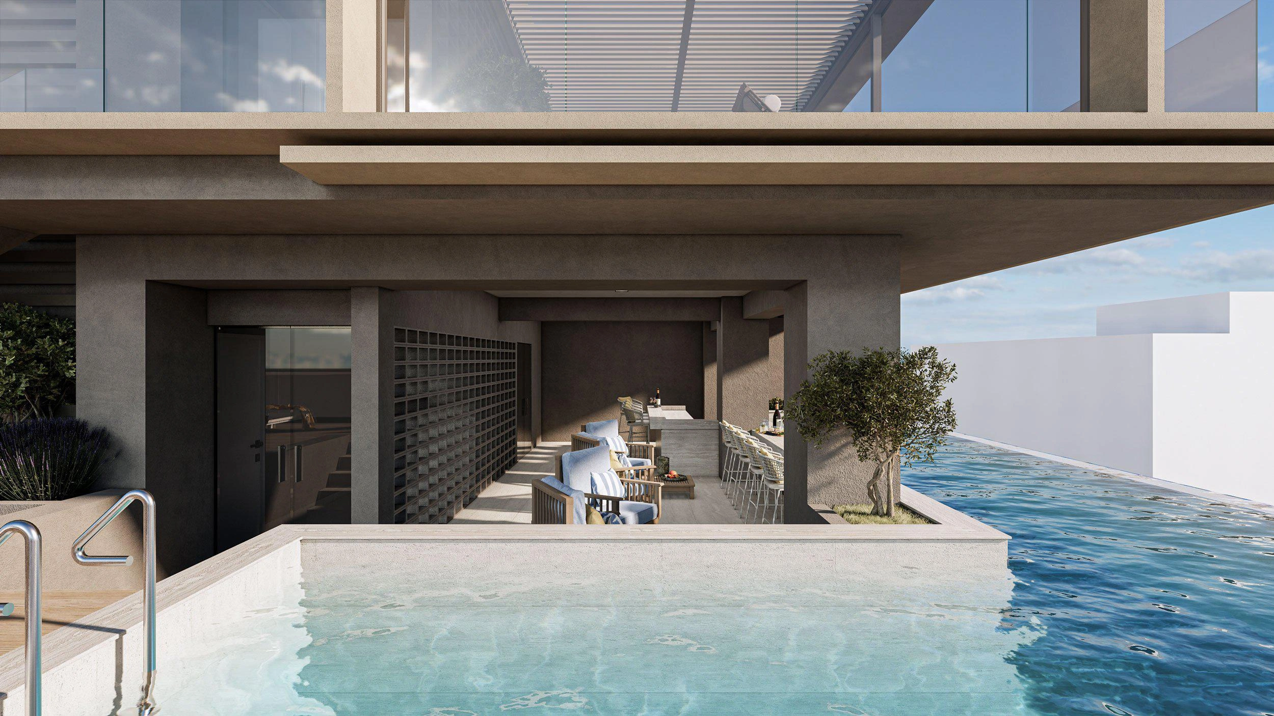 अट्टिका, ग्रीस में एक आधुनिक आवासीय परिसर के अपार्टमेंट