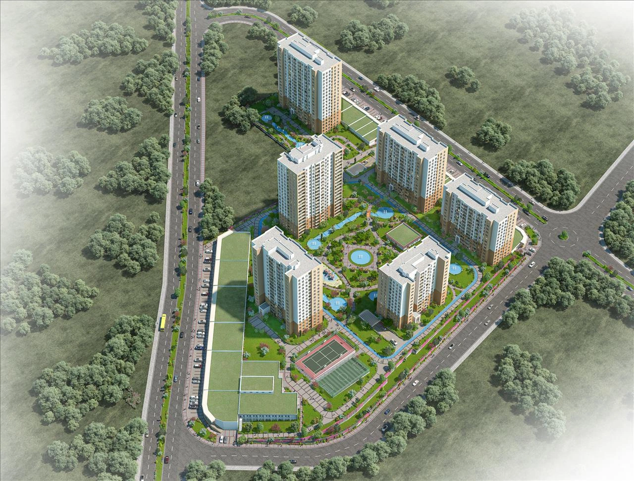 Apartments in a residential complex with green areas and a swimming pool in Istanbul, Turkiye